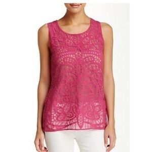 LAUNDRY by shelli segal embroidered mesh shell